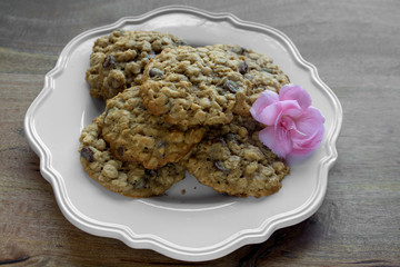 Chocolate Chip Cookies for mother on wooden table