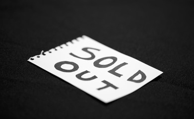 Sold out sign in a paper