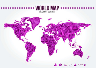 Polygonal World Map Vector Design Purple Color