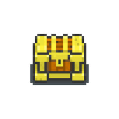 Pixel old gold chest for games and websites