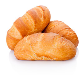 Three loaf of bread isolated on white background