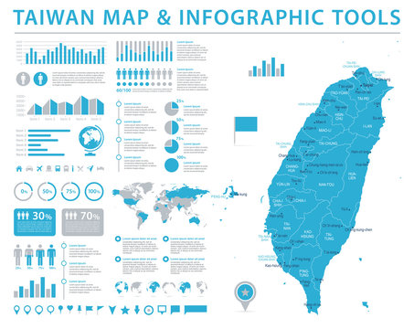 Taiwan Map - Info Graphic Vector Illustration