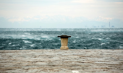 Bora wind effect on Audace pier, Trieste