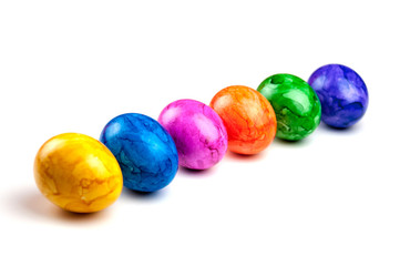 Perfect colorful handmade easter eggs isolated on a white