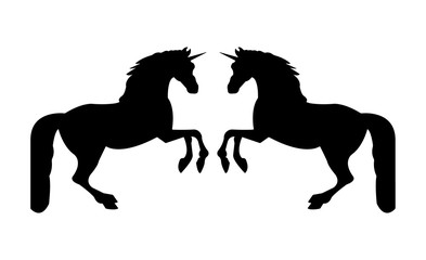 Fototapeta na wymiar Two unicorns fighting