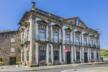 Fototapeta na wymiar Famous Casa Cunha Reis or Casa Grande at Campo das Hortas - Manor house from the late eighteenth century. Braga, Portugal.