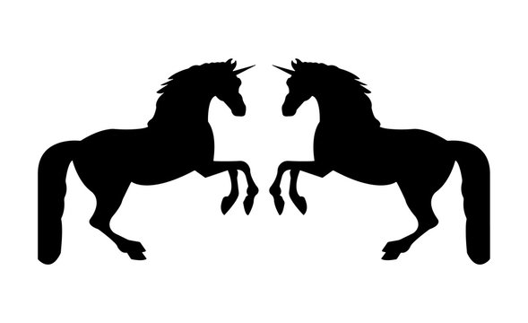 Two unicorns fighting