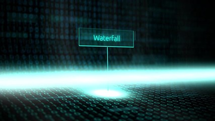 Digital landscape software defined typography with futuristic binary code - Waterfall