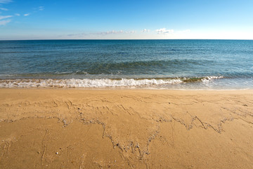 Seascape with blue sky - vacation and leisure concept