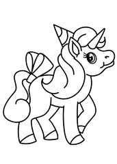 Pony coloring book, vector