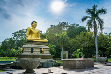 The golden buddha statue center of Colombo, the capital of Sri Lanka