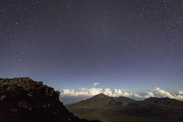 view of the stars and milky way galaxy from the summit of haleakala on the island of maui in hawaii...