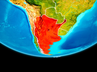 Satellite view of Argentina