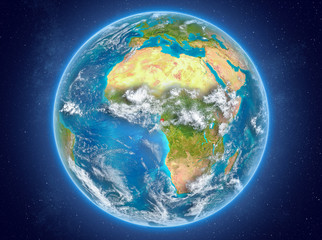 Equatorial Guinea on planet Earth in space