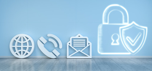 Contact icons hacking concept 3D rendering