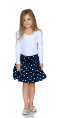 The little girl is full-length.