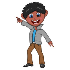 Boy Dancing cartoon with hands up and down