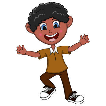 Boy cartoon with dancing pose