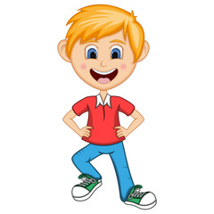 Boy dance cartoon with hands at the hips