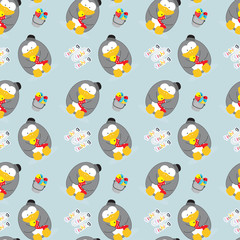 Fototapeta premium Cute penguin do fishing seamless pattern