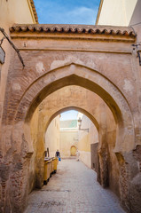 Fototapeta premium Beautiful street of old medina in Marrakesh, Morocco