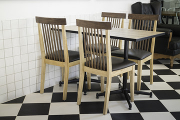 Furniture set in hipster cafe