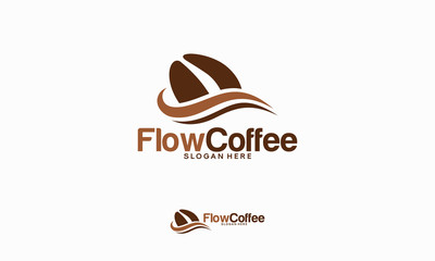 Flow Coffee logo template, Sweet Coffee Logo designs concept, Coffee Drink logo template vector