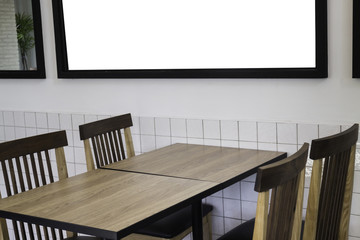 Furniture set in hipster cafe