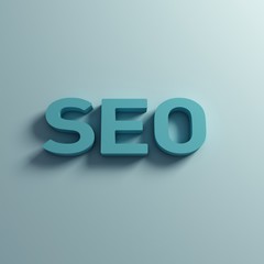 SEO Word on Wall. 3D Rendering illustration