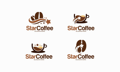 Set of Star Coffee logo designs concept vector illustration