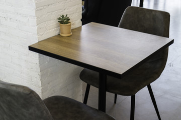 Furniture set in hipster cafe