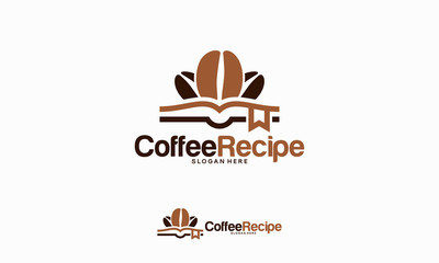 Coffee Recipe logo designs concept, Coffee Book Education logo template vector