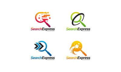 Set of Fast Find Logo designs concept vector, Search Express logo template	