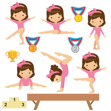 Gymnastics girl vector cartoon illustration