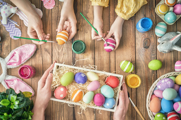 Family preparing for Easter