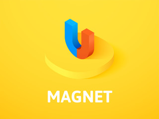 Magnet isometric icon, isolated on color background