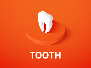 Tooth isometric icon, isolated on color background