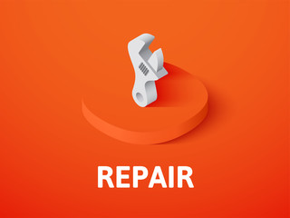 Repair isometric icon, isolated on color background