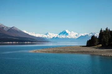 Wall murals Aoraki/Mount Cook Mount Cook set against the blue waters of Lake Taupo, New Zealand