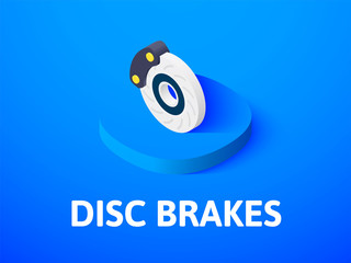 Disc brakes isometric icon, isolated on color background