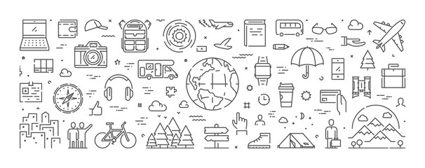 Vector line web concept for travel and tourism