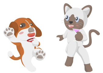 ほろ酔い気分の犬と猫