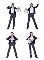 Businesswoman with clock in time management concept