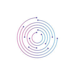 Circular logo icon. Link icon with dot. Circuit element