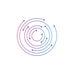 Circular logo icon. Link icon with dot. Circuit element