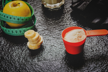 Protein powder in scoop