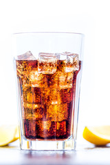 Cola with ice cubes