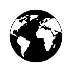 globe world earth planet map icon vector illustration black and white design