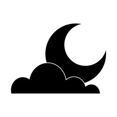 cloud half moon weather sky image vector illustration black and white design