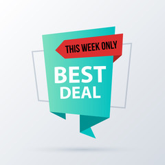 Best deal banner template in modern origami style on white background